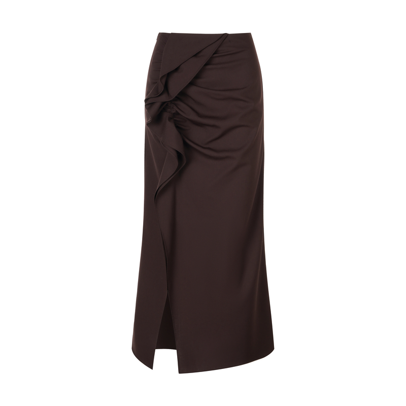 LYNEE【绽放】花式解构半裙女绵羊毛混纺不规则捏褶开衩半身裙子