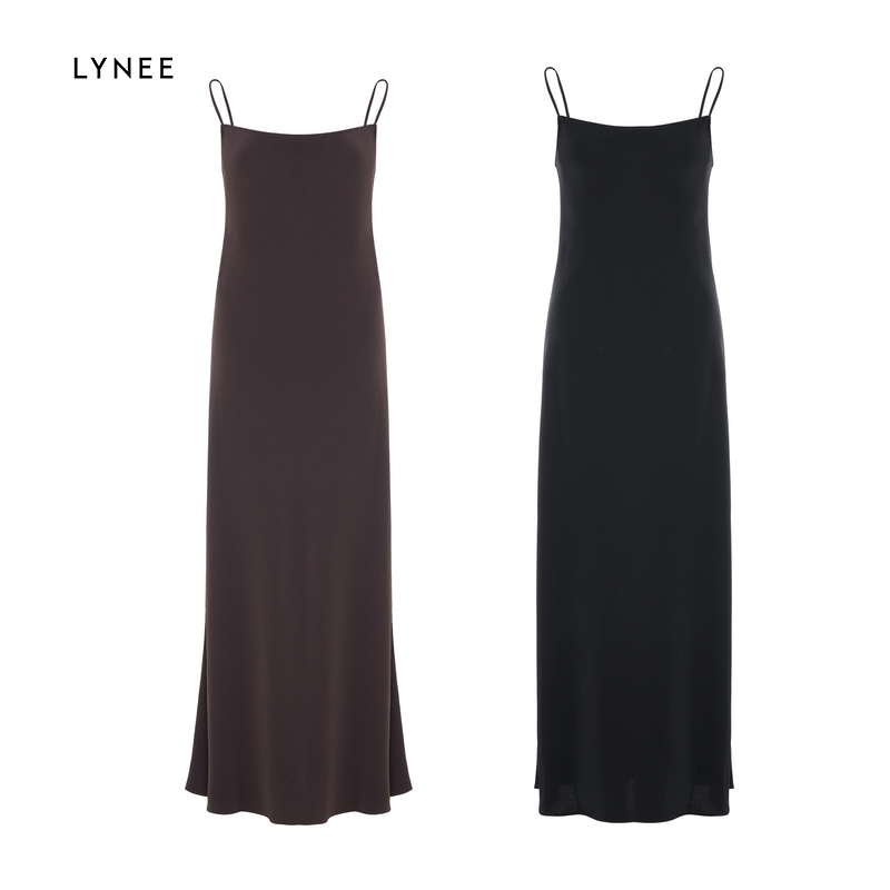 LYNEE 简约醋酸垂顺优雅吊带连衣裙女春季新款显瘦气质长裙