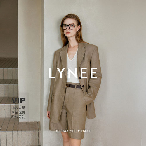 lynee黑标系列亚麻宽松通勤西装