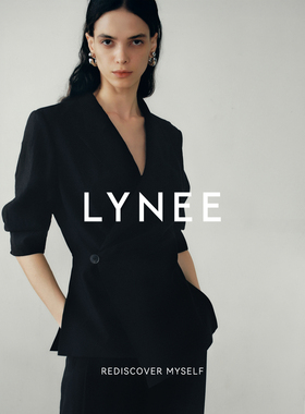 LYNEE 黑色夏季西装外套七分袖 女时尚简约通勤气质透感白色西服