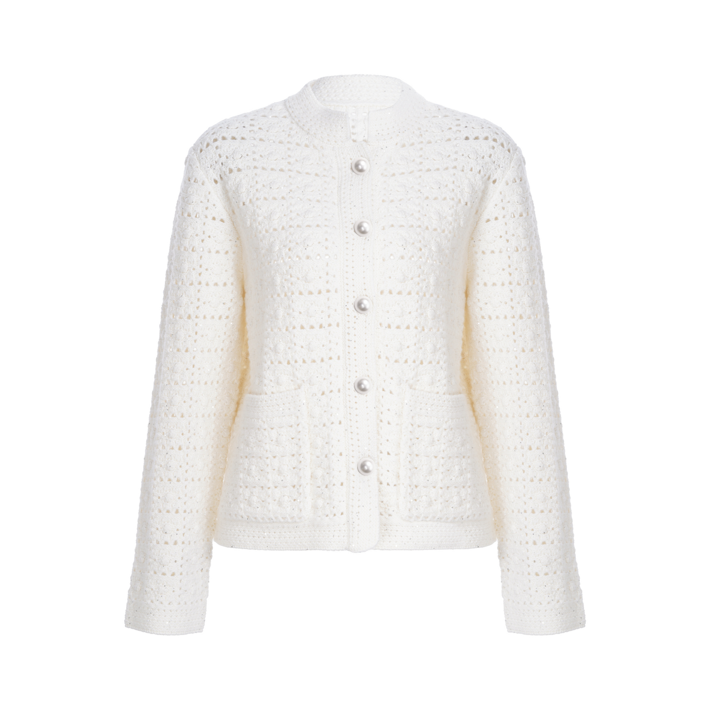 LYNEE 法式白色立领针织开衫  温柔风简约百搭羊毛外套  秋冬新款