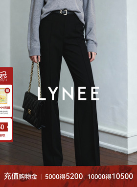 LYNEE【超模裤】冬季BI备 拉绒窄腰头百搭黑色小直筒裤休闲西裤女