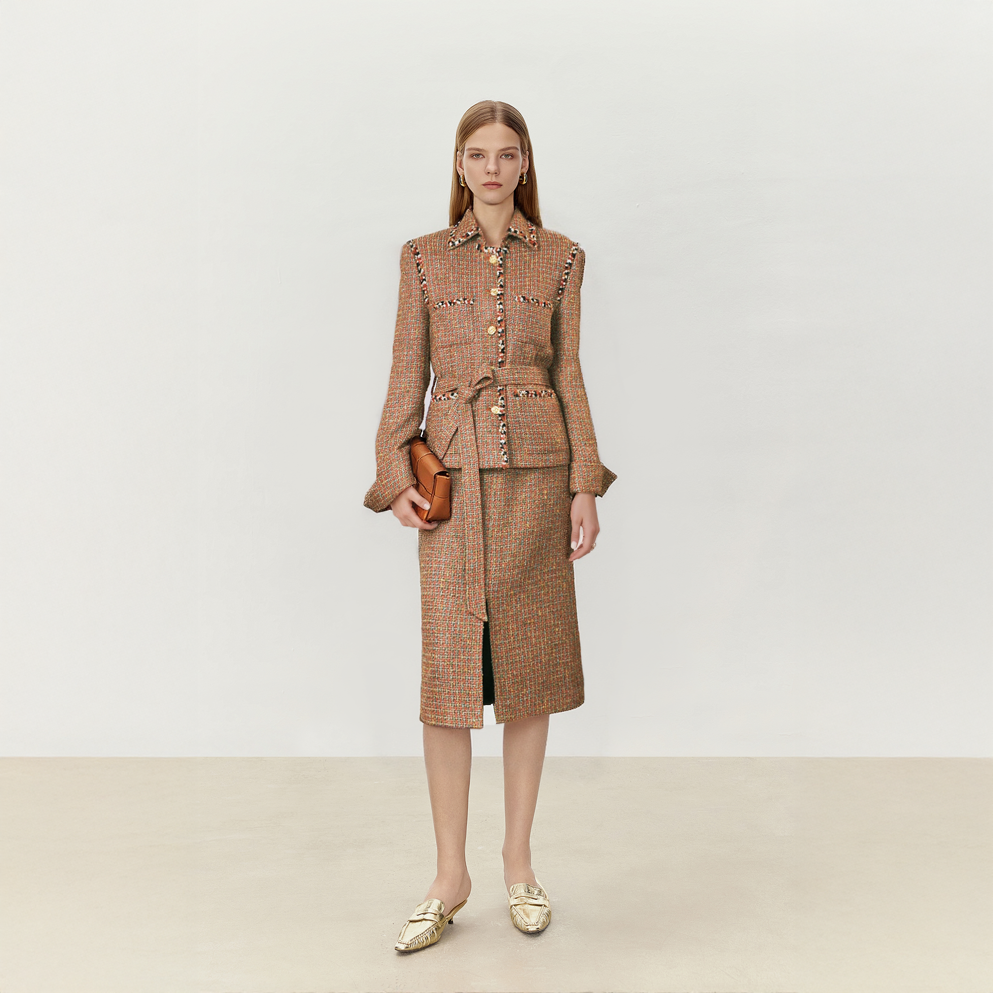 LYNEE【黑标琥珀流光】ch@nel风 重工粗花呢小香风套装/外套女