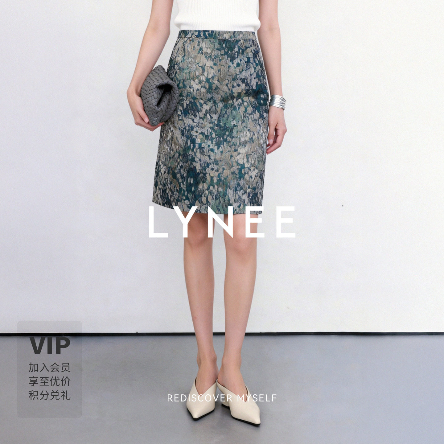 LYNEE【金标】意大利进口GIRANI提花面料 艺术油画感A字短半身裙