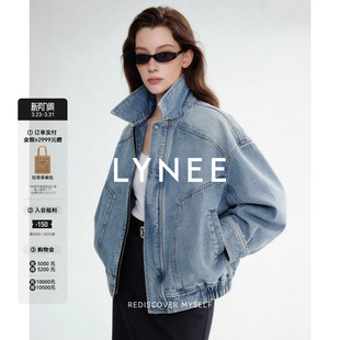 复古水洗做旧蓝色外套上衣 棉质牛仔夹克女春新款 LYNEE 黑标