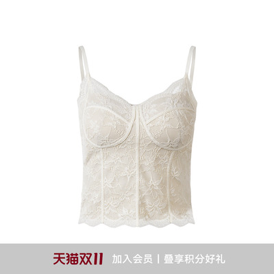 LYNEE【浮雕洛可可】蕾丝吊带美背文胸一体