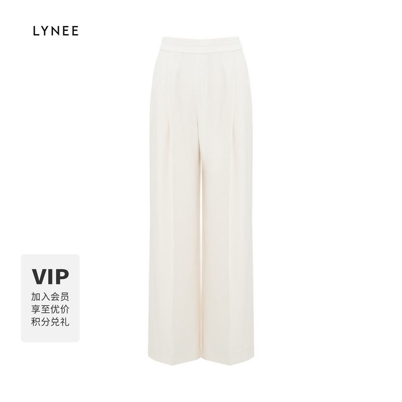 LYNEE X Toril 醋酸单褶高腰直筒裤女百搭西装长裤 TGD2FSW111图片