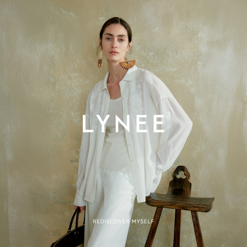 LYNEE 纯棉十字绣花肌理感简约衬衫女夏季新款设计感休闲百搭衬衣