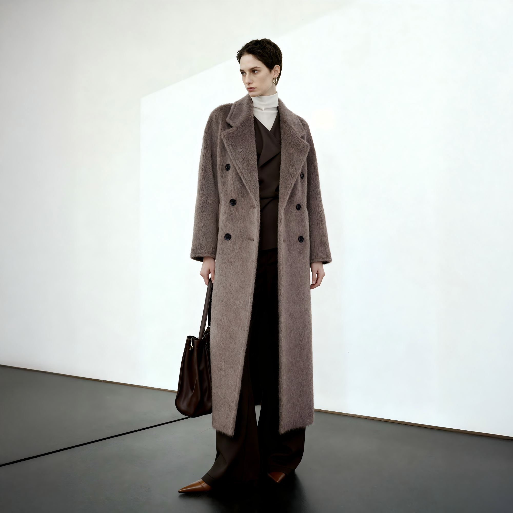 LYNEE【金标801 长期主义】意大利进口TEXCO苏力羊驼毛大衣一手长