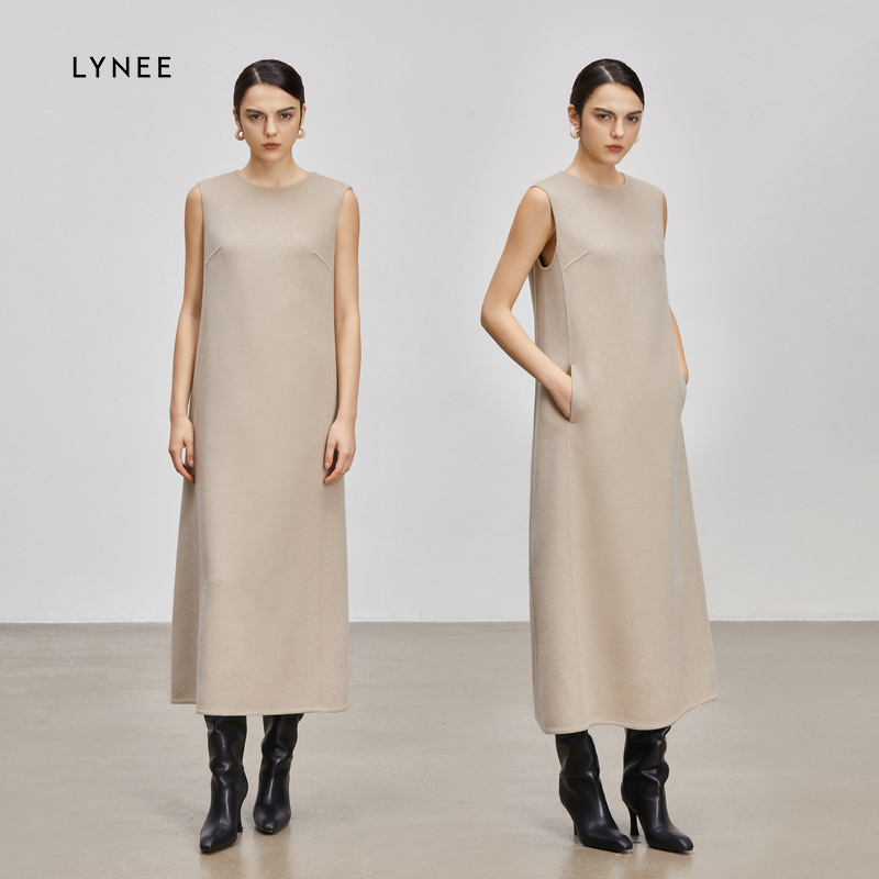LYNEE羊毛双面呢圆领背心连衣裙