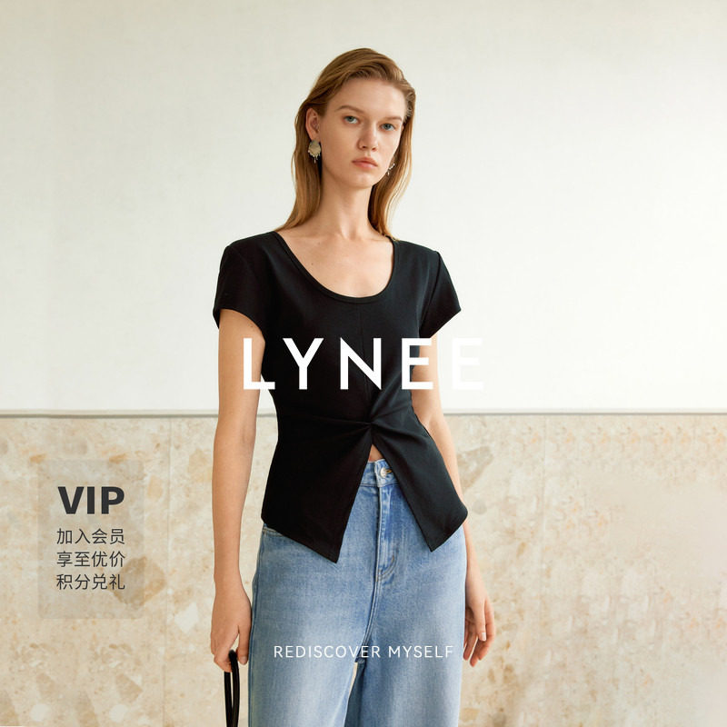 LYNEE夏季前后两穿收腰显瘦T恤图片
