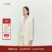 LYNEE 100进口绵羊毛简约戗驳领宽松西装 外套女通勤感气质西服