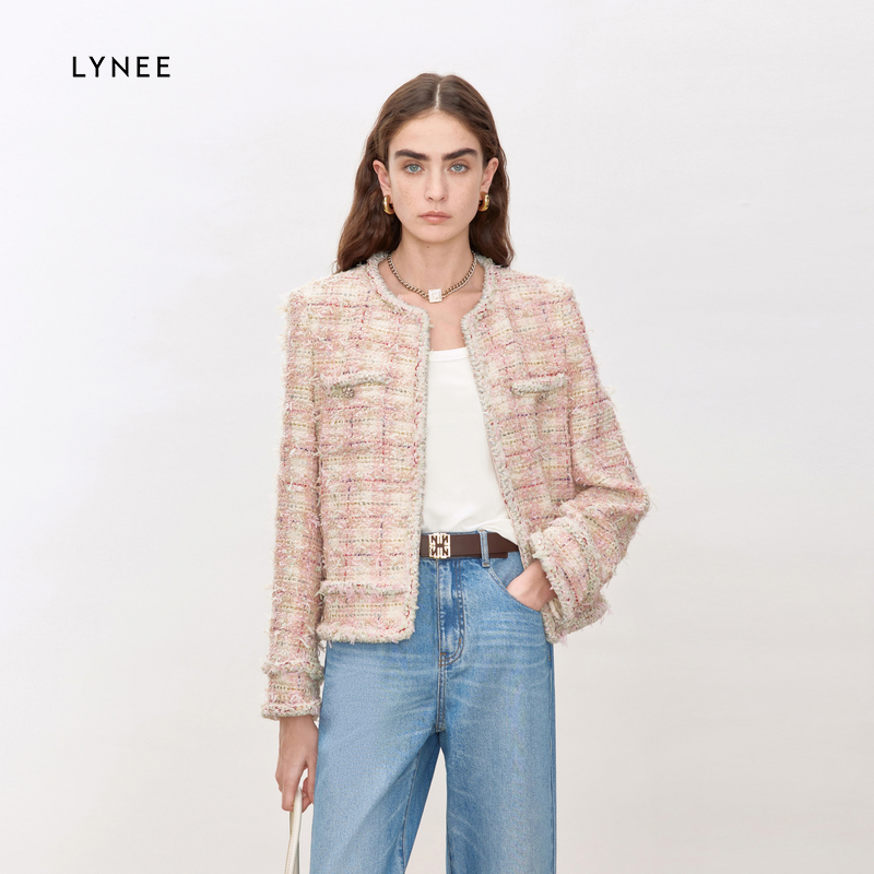 LYNEE 进口花纱白日烟火时尚重工小香风直身轻奢短外套女