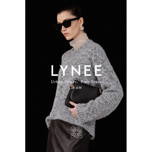 LYNEE微光灰色花纱慵懒毛衣女