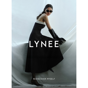 LYNEE【赫本裙】优雅抹胸收腰大摆小黑裙 黑白拼接连衣裙礼服裙