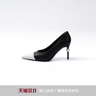 LYNEE 小香经典风格黑白撞色高跟鞋2026秋季新款