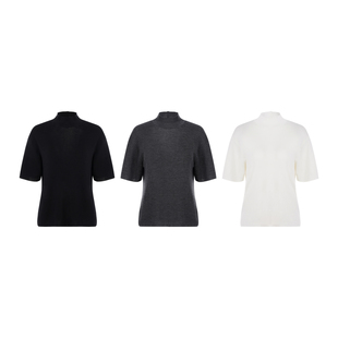 LYNEE【天鹅颈】扬子纱短袖半高领针织衫短袖T恤 春季新款上衣女