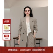 LYNEE 女羊毛混纺戗驳领宽松通勤西服外套 新款 雾松 设计领西装