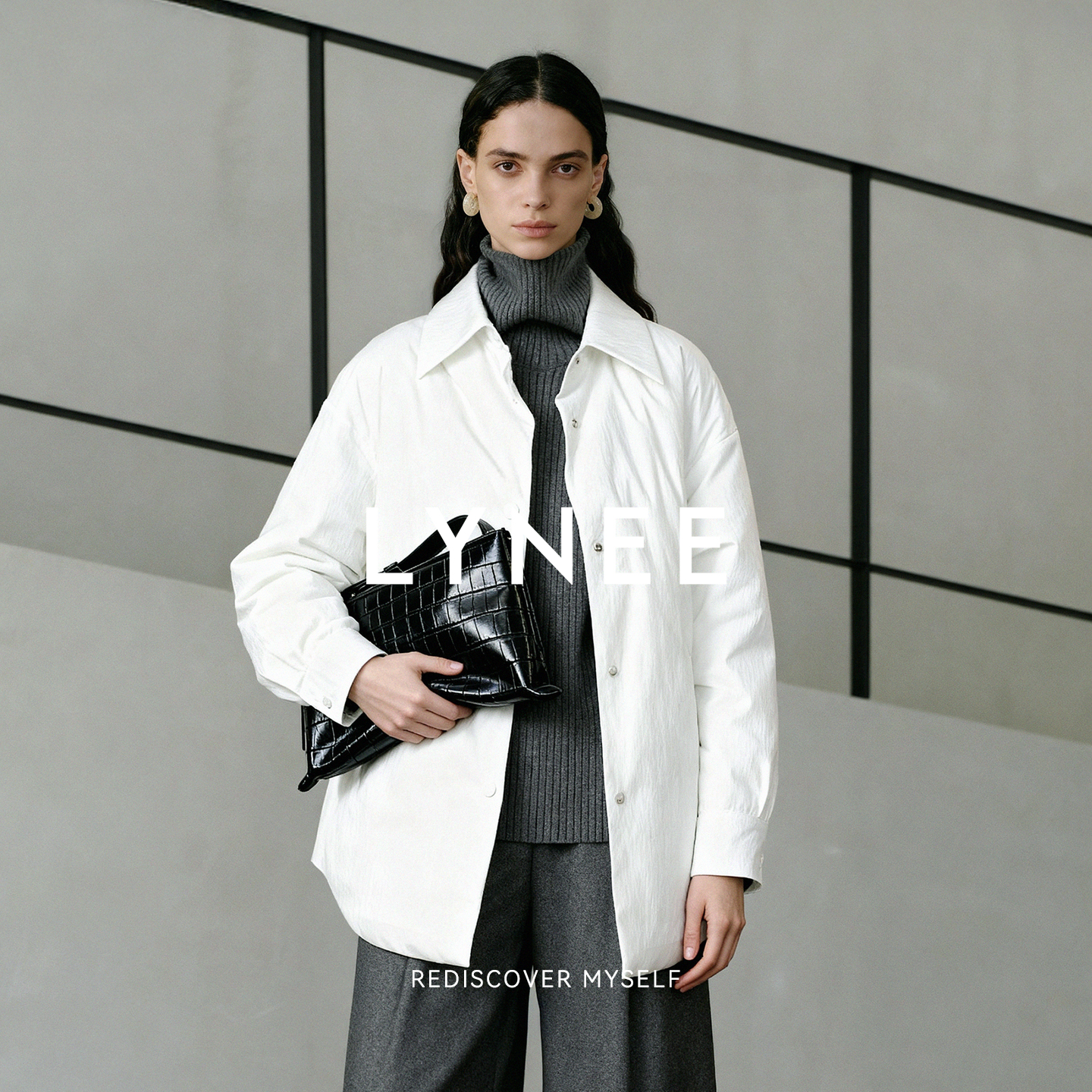 LYNEE【富士山下】白色衬衫式白鹅绒羽绒服女25冬季新款轻暖外套