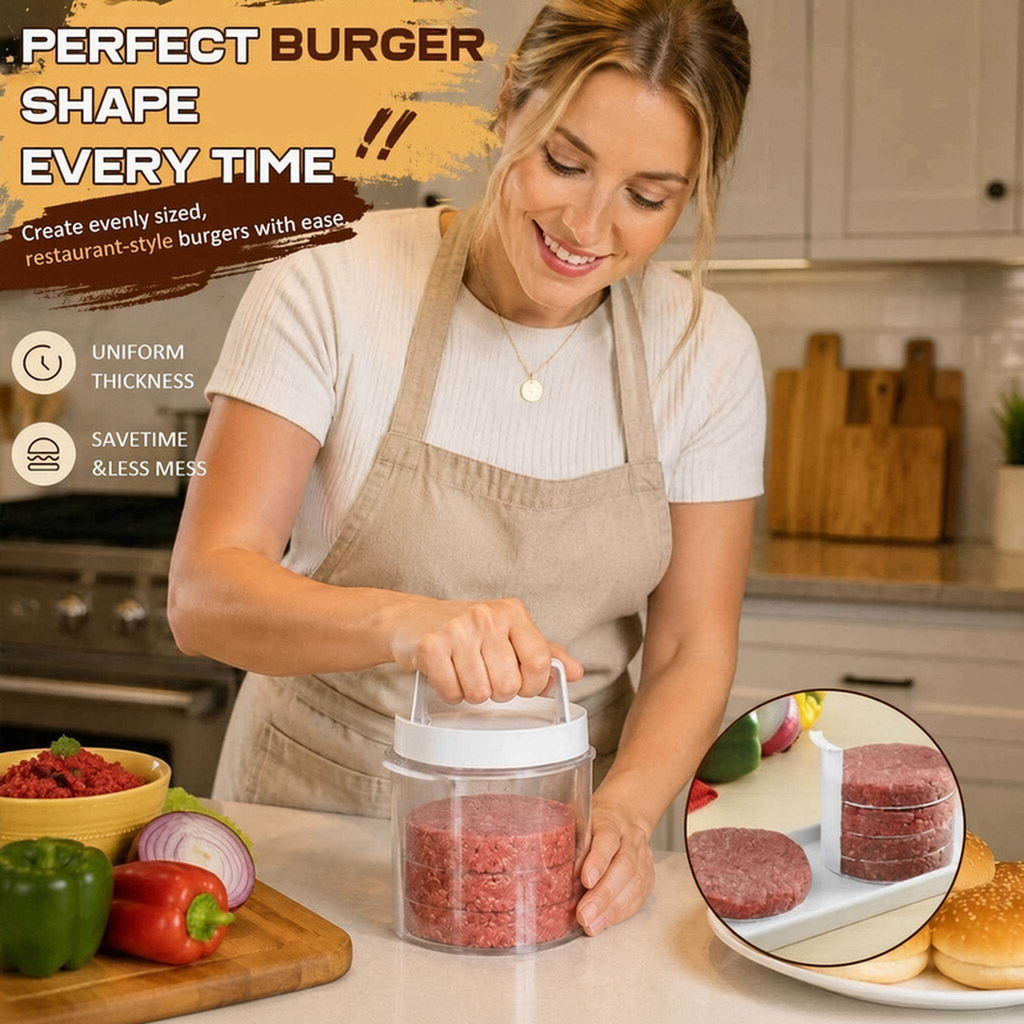 独立站新品 创意家居Burger Patty Maker 厨房汉堡肉饼制作器工具