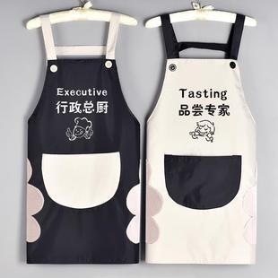 工作服定制logo新款 防水防油围裙家用厨房做饭围腰男女大口袋时尚