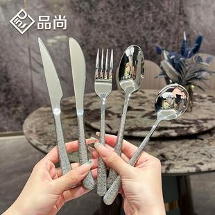 西餐厅牛排刀叉勺高级感刀叉304不锈钢家用牛排刀叉勺三件套套装