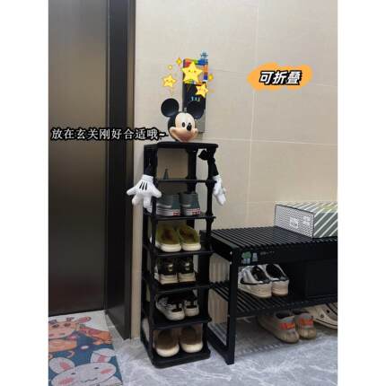 简易鞋架子家用门口折叠收纳神器宿舍窄小型入门多层隔板墙角鞋柜