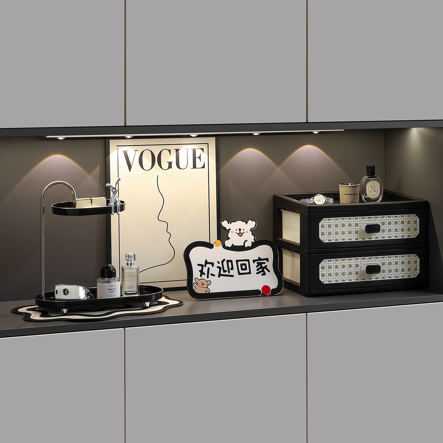 入户钥匙收纳玄关摆件轻奢高档门口鞋柜置物架客厅装饰品家居好物