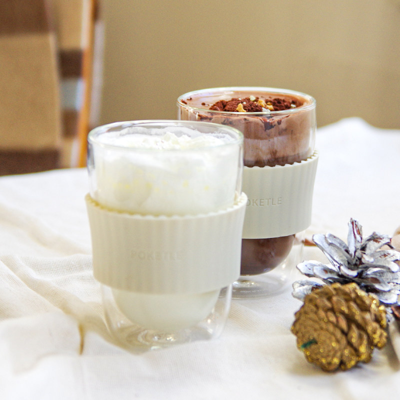 POKETLE 保温杯玻璃杯大容量高级轻奢风啤酒杯家用水杯饮料咖啡杯