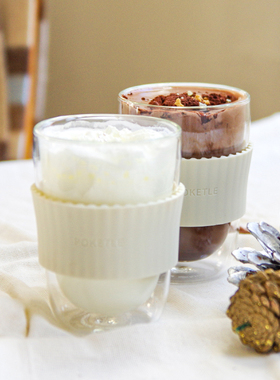 POKETLE 保温杯玻璃杯大容量高级轻奢风啤酒杯家用水杯饮料咖啡杯