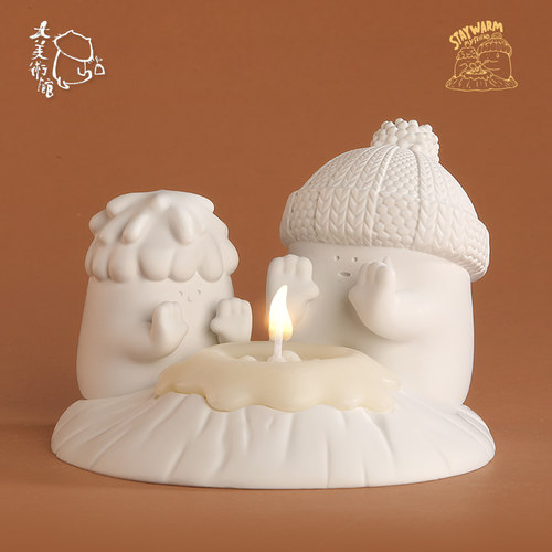 雪人香薰蜡烛台节日生日礼物摆件