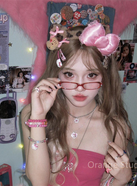 甜酷辣妹豹纹Kitty发箍y2k亚文化毛绒蝴蝶结头箍洗脸化妆发卡头饰