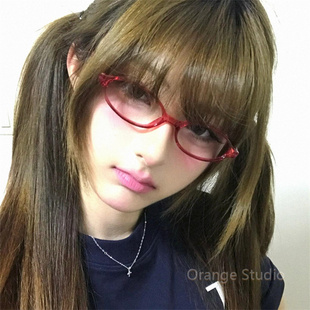 日系亚文化红色透明眼镜原宿风涉谷辣妹镜框二次元cos平光镜配饰