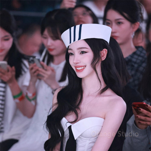 易梦玲同款日系条纹水手帽子