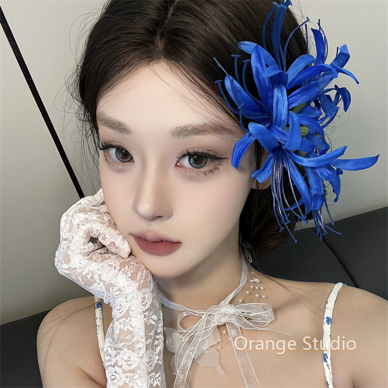 克莱因蓝彼岸花发夹复古新中式仿真花朵侧边夹头花超仙氛围感发卡,饰品/流行首饰/时尚饰品新,发饰,淘宝优惠券,粉丝福利购,淘宝优惠卷
