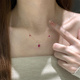玫红色宝石水滴闪钻极细项链女轻奢小众高级感浮光之境灵动锁骨链