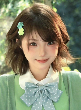 白昼小熊同款四叶草发夹日系可爱少女感绿色侧边夹女春夏甜美发卡