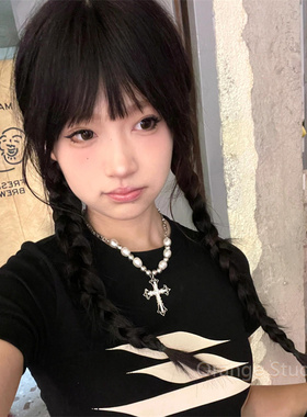 复古甜酷重工锆石十字架项链