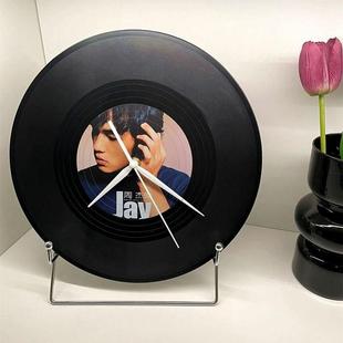 网易云仿真黑胶唱片涂鸦diy定制生日礼物装饰时钟摆件周杰伦碟片