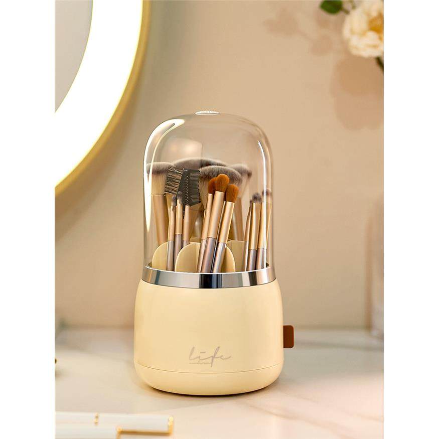 【香港澳门包邮】化妆品收纳盒桌面化妆刷收纳筒旋转防尘笔筒梳妆,收纳整理,化妆刷收纳盒/桶,淘宝优惠券,粉丝福利购,淘宝优惠卷