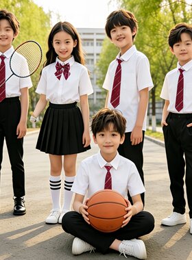 儿童毕业照班服白衬衣演出服