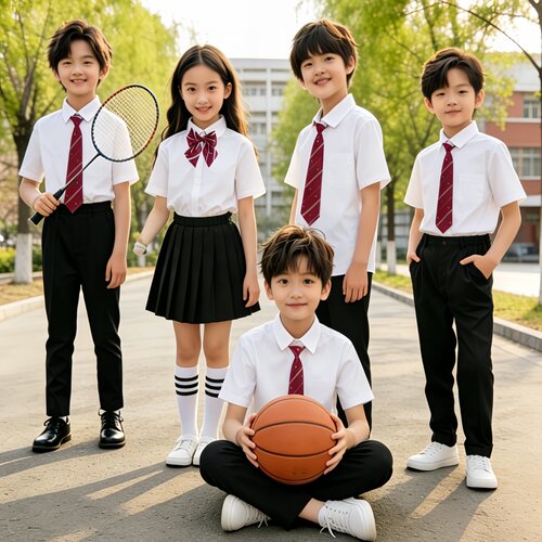 儿童毕业照班服白衬衣演出服