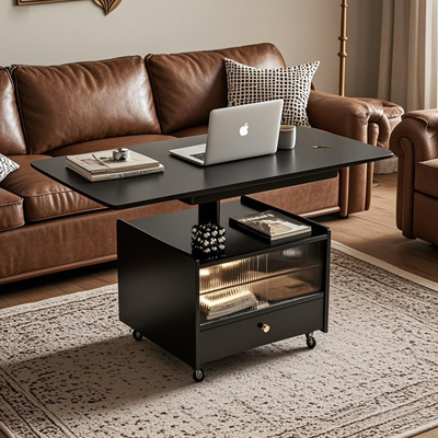 实木移动咖啡桌可折叠电梯小公寓客厅家庭沙发边柜多功能手推车边