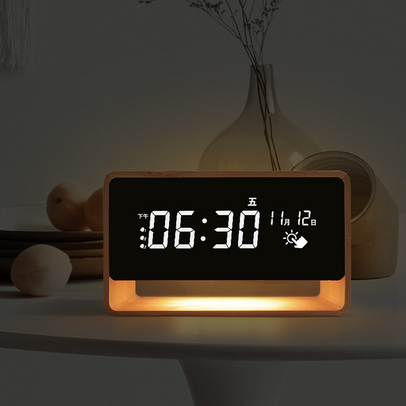 침대 옆 침실 알람 시계 야간 조명 통합 침묵 빛나는 학생 전자 시계 데스크탑 장식품 테이블 시계