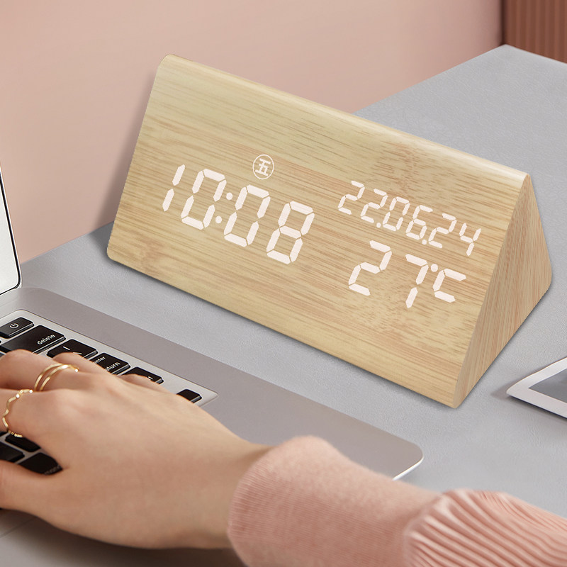 삼각형 알람 시계 데스크탑 전자 시간 표시 책상 달력 달력 시계 디스플레이 데스크탑 시계 거실 장식품