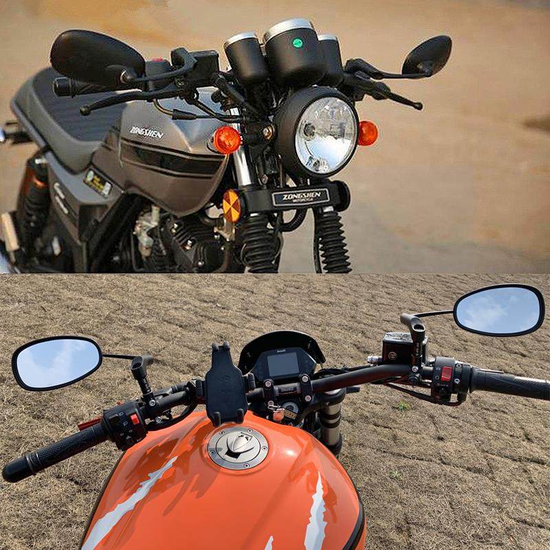 适用复古摩托车宗申week8赛科龙ra2棍王车改装后视镜反光镜倒车镜