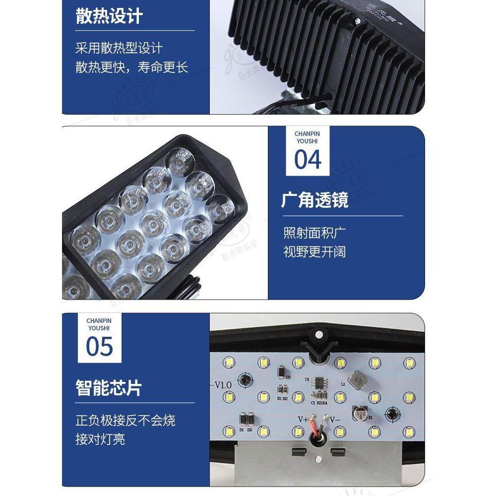 适用汽车摩托车超亮射灯电动车灯led强光大灯 12V80V外置改装电瓶