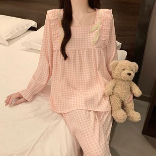 新款 长袖 秋季 云朵棉睡衣女韩版 长裤 甜美舒适可爱公主风家居服套装