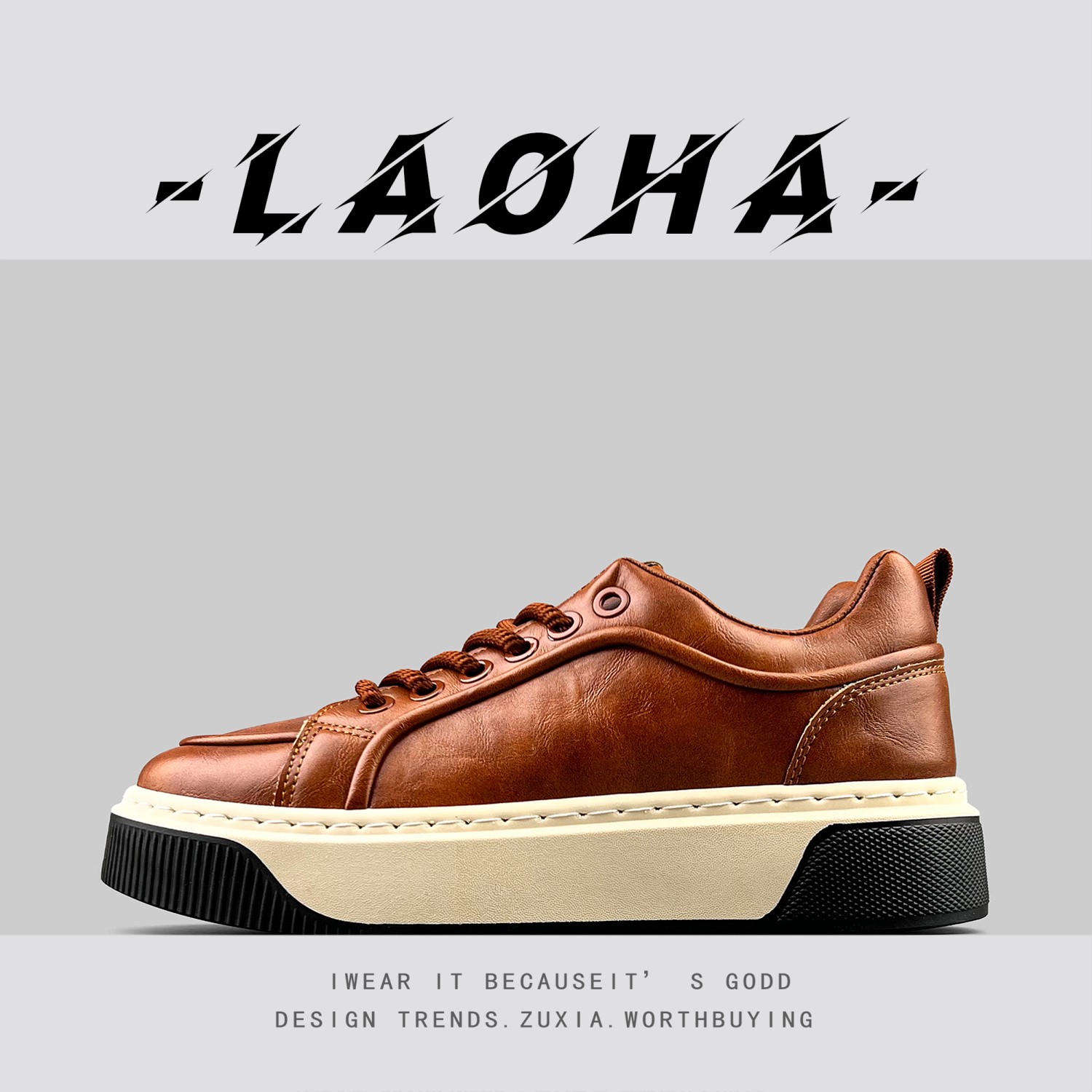 外贸欧美单2025秋季男复古风休闲皮鞋街头松弛感厚底耐磨工作板鞋