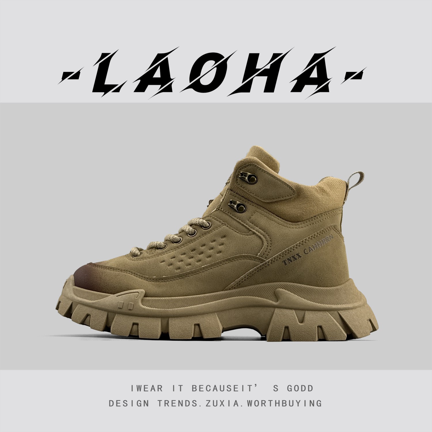 外贸男士欧美风增高马丁靴秋季新款户外登山工装鞋摩托车大黄靴子